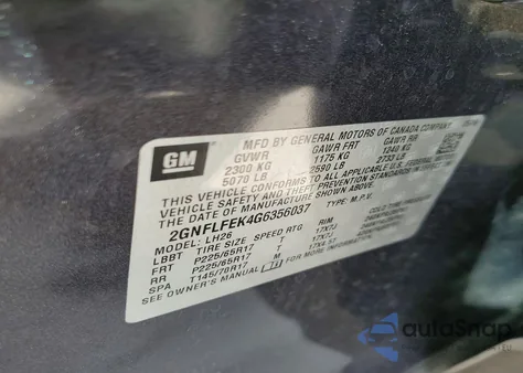 2016 Chevrolet Equinox Lt из США, поврежденный, VIN 2GNFLFEK4G6356037